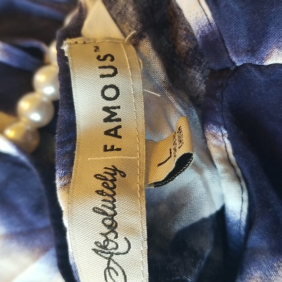 Absolutely Famous Womens Blue White Tie Dye Flowy Romper Shorts Size Large - Picture 7 of 9